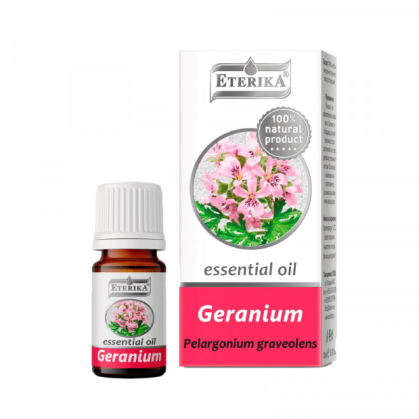 Ģerānijas 100% dabīga ēteriskā eļļa (Pelargonium Graveolens), 10 ml