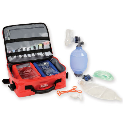 Silicone resuscitator kit for adults with accessories in Cubo bag