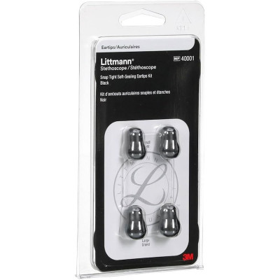Large and small black soft sealing stethoscope eartips 3M Littmann 40001