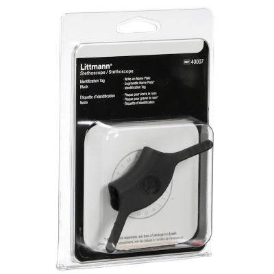 Black stethoscope identification ID name tag 3M Littmann 40007