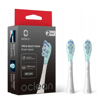 Oriģinālie zaļie Oclean Ultra Gum Care UG03 mainas uzgaļi ar īpaši mīkstiem sariem smaganu aizsardzībai, 2 gabali