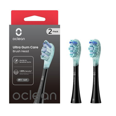Оригинальные черные сменные насадки Oclean Ultra Gum Care UG02 с экстра-мягкой щетиной и прорезиненным корпусом