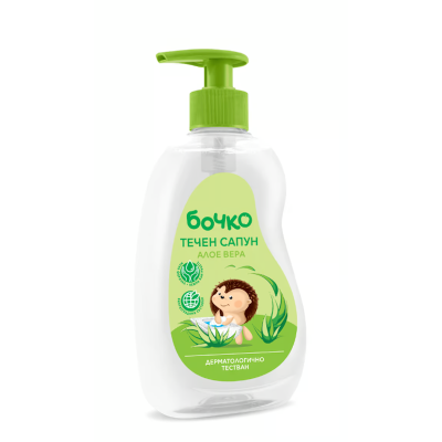 Gentle baby liquid soap with aloe vera extract for daily hygiene
